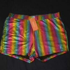 SHEIN Multicolor Grid Pattern Stretch Hot Pants